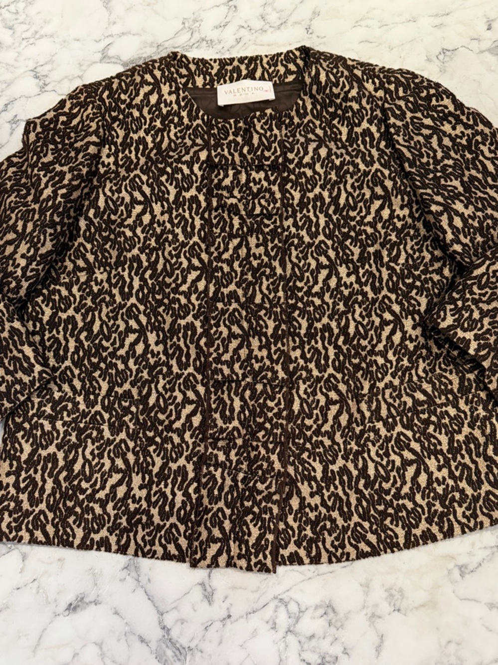 Valentino Brown & Beige Leopard-Print Jacket